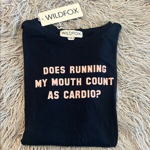 Wildfox Black Tee with Pink Graphic Small